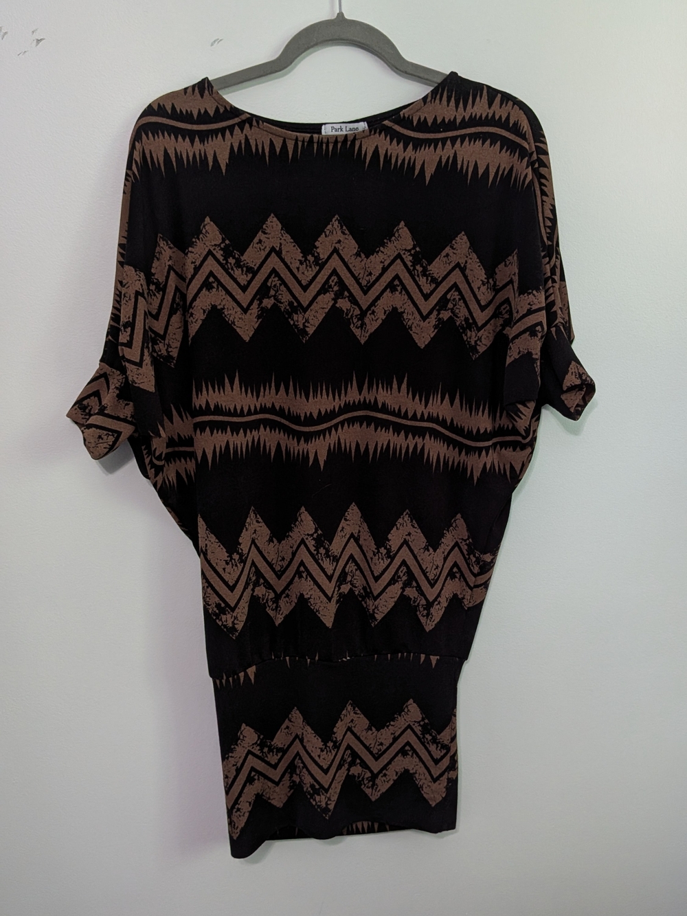 Park Lane Black and Brown Zigzag Pattern Mini Dress